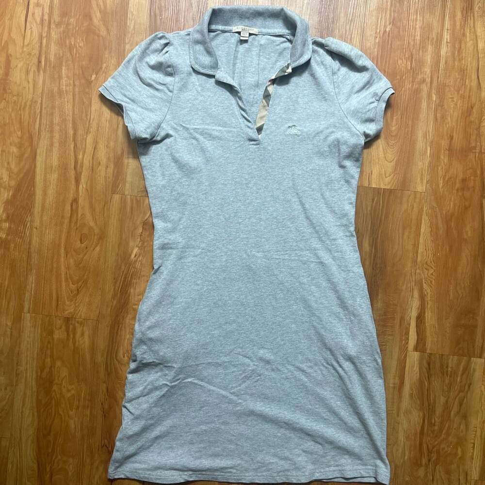 Burberry Brit Polo Dress Size L Grey Nova Check Placket